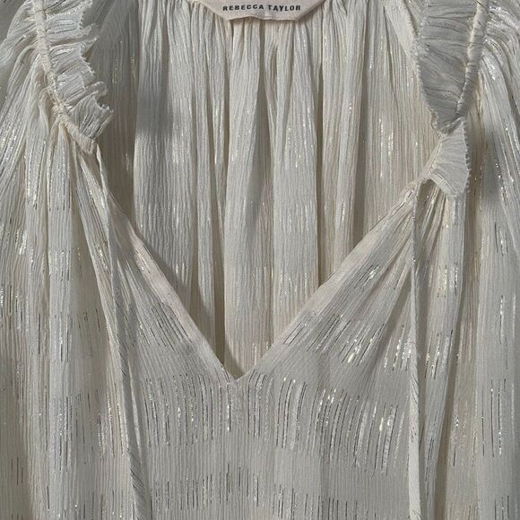 Rebecca Taylor- Gold Striped Cap Sleeve Blouse 100% silk - Picture 5 of 8